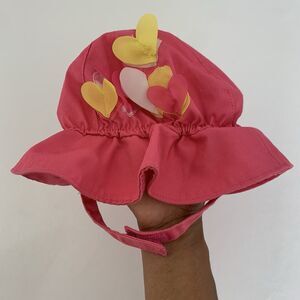 Childrens Place Sun Hat Baby Girl 6-12 Month Pink Hearts Beach Vacation Travel